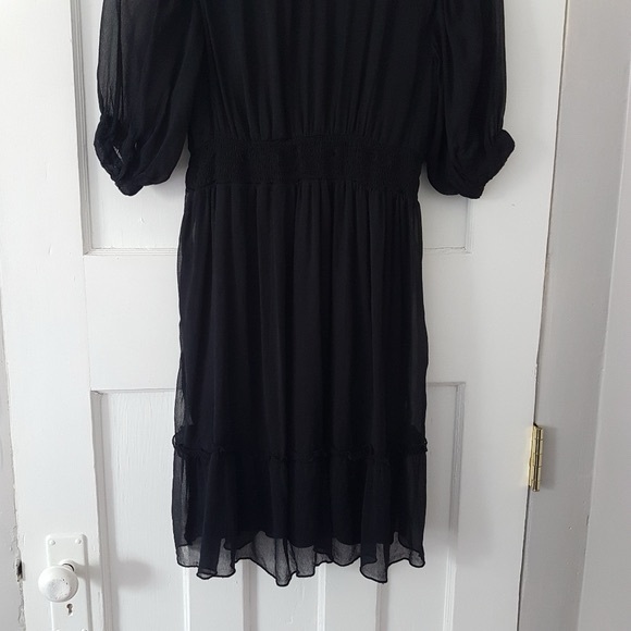 Vintage Y2K Fully Lined Chiffon Lightweight Flowy Mini Dress Black Sz S - Picture 9 of 9